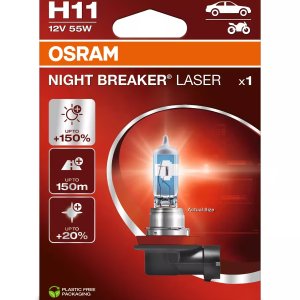Bec H11 OSRAM Night Breaker Laser +150% lumina omologat pentru utilizare legala.