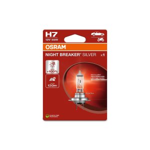 Bec H7 OSRAM Night Breaker Silver +100% lumina omologat pentru utilizare legala.