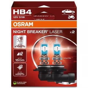 Set 2 becuri HB4 OSRAM Night Breaker Laser +150% lumina omologat pentru utilizare legala.
