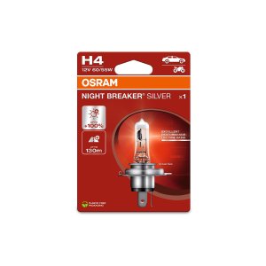Bec H4 OSRAM Night Breaker Silver +100% lumina omologat pentru utilizare legala.