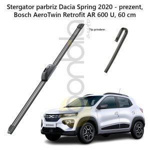 Acasă 30 Stergator parbriz Dacia Spring 2020 - prezent Bosch AeroTwin Retrofit AR600U – performanta premium, stergere eficienta si durabilitate extinsa.