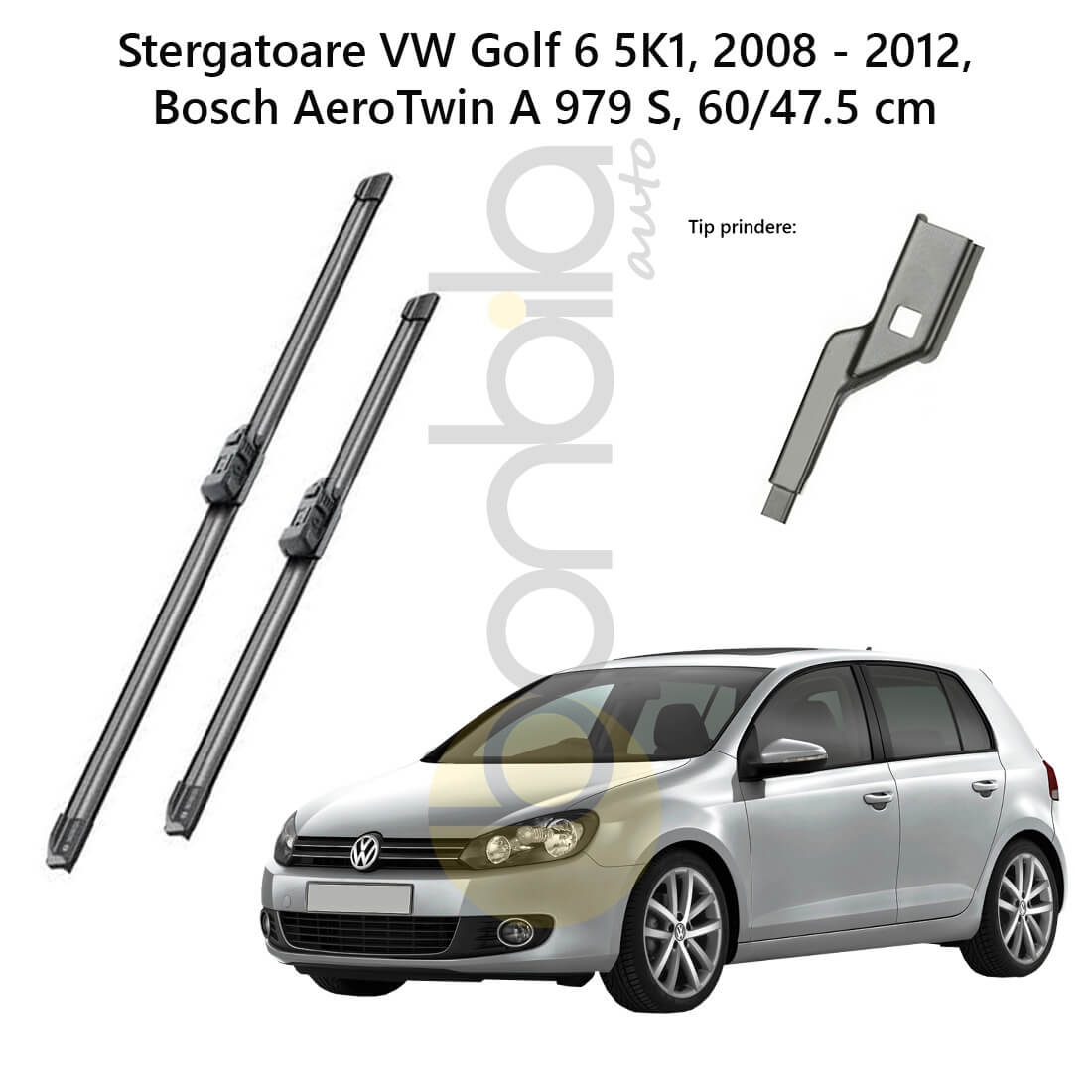 Stergatoare VW Golf 6 5K1, 2008 - 2012, Bosch AeroTwin A 979 S, 60/47.5 cm 1 stergatoare vw golf 6 – performanta exceptionala si vizibilitate clara.