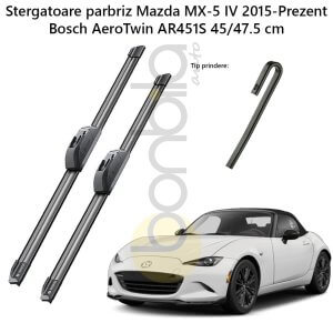 Stergatoare parbriz Mazda MX-5 IV 2015- Prezent Bosch AeroTwin AR451S – set 450/475 mm, tehnologie premium si compatibilitate perfecta.