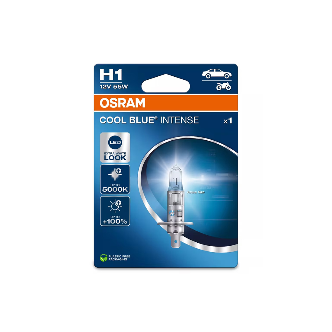 Лампа галоген.H-1 12V 55W Osram "COOL BLUE INTENSE" (+100%)
