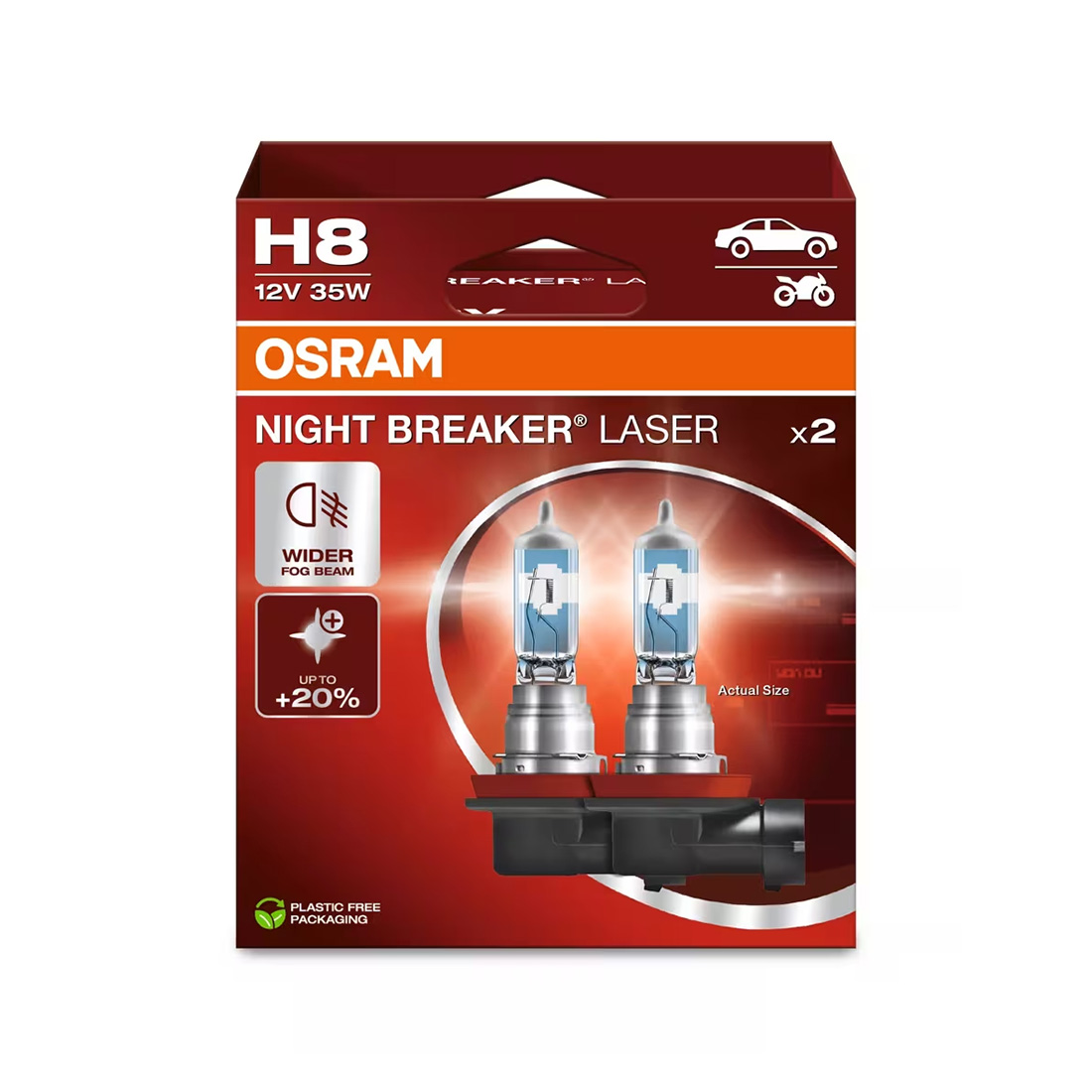 set 2 becuri h8 osram night breaker laser 64212NL 2HB