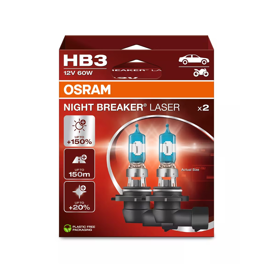 set 2 becuri hb3 osram night breaker laser 9005NL 2HB